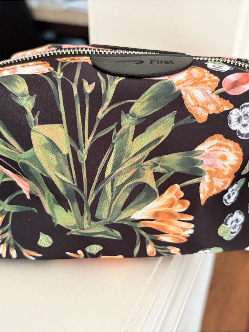 Temperley London Floral Cosmetic Pouch in Black, Green & Orange